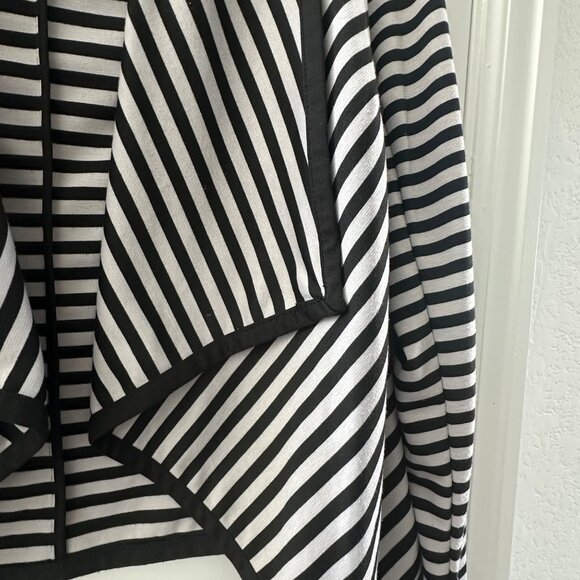 Striped Black & Gray Open Front Cardigan Blazer S Ny Collection - Picture 6 of 9